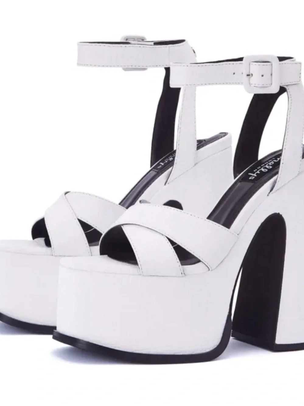 White Platform Ankle-Strap Women's Sandals Shellys London 38